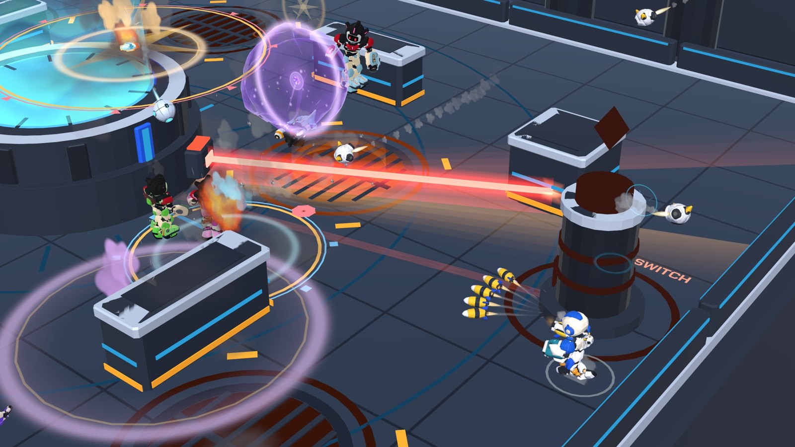 Reactor Core: laser sweepers, vents and a shield bubble in a 3 vs 3 fight.